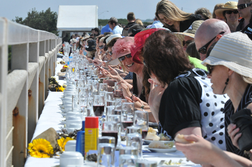 ): Diners enjoying local food and wine at the Long Lunch in Kilcunda