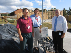 Asset protection officer Lino Polo, waste education officer Peter Collins and manager local laws Peter Fraser at the good practice demonstration site in Churchill.