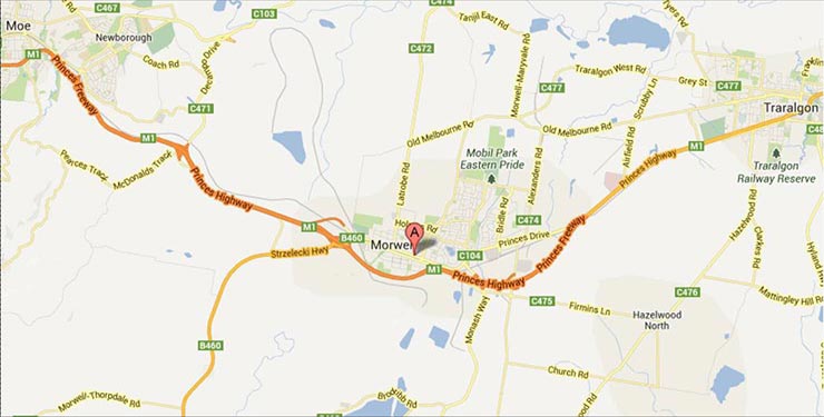 Map to Morwell Parkside Motel - accommodation in the CBD